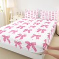thumbnail image 4 of Manfei Pink Coquette Bow Queen Sheet Sets For Girls,Dreamy Princess Style Bowknot Bed Set For Kids,4pcs, 4 of 6