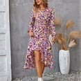 thumbnail image 3 of WTOBBY Women's Floral Pattern Tunic Long Sleeve Dress with Waist Tie Casual Flowy Silhouette for Everyday Elegance Versatile Print Design for Spring and Fall,Pink M, 3 of 7