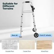 Naipo Folding Walkers for Seniors,Lightweight Mobility Walker with Trigger Release and Glide Skis,Silver