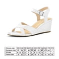 thumbnail image 2 of Sandalias de cuña Mujer Correa en el tobillo Zapatos casuales bajos y cómodos con punta abierta (42) Blanco, 2 of 7