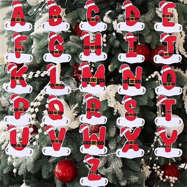 Adornos Navideños En Letras, Colgante En Madera En 26 Letras En Alfabeto, Adorno de Rojos En Árbol de Navidad, Decoración Festiva En El Hogar o La Oficina, Regal Personalizado En Las Fiestas, Durader