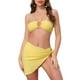 thumbnail image 1 of INSPIRAR CHIC Conjuntos de Bikini de Cuerda Circular para Mujeres de 3 Piezas con Parte Inferior Triangular y Cubierta Lateral de Traje de Baño Color Amarillo Claro, 1 of 5