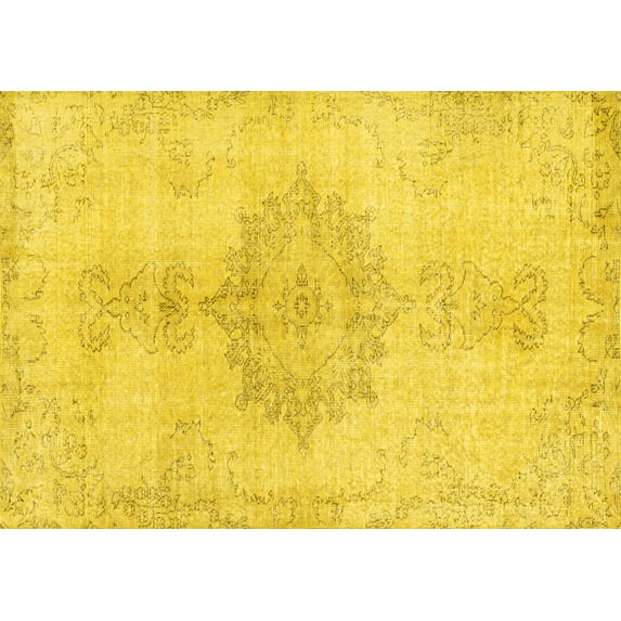 Ahgly Company Indoor Rectangle Abstract Yellow Contemporary Area Rugs, 6' x 9'