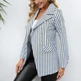 thumbnail image 4 of XFLWAM Womens Casual Blazer Jacket Striped Plaid Long Sleeve Coat Suit Open Front Work Office Blazer Lapel Double Breasted Jacket Gray L, 4 of 6