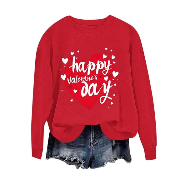 Valentine'S Sweatshirt For Women Cute Love Heart Shirts Casual Long Sleeve Valentine Sweat Shirts Fashion Tops