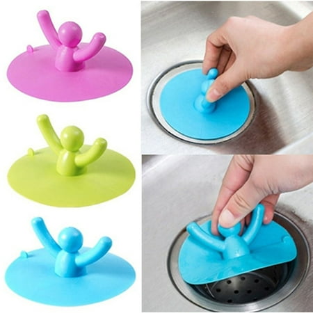 Cartoon People Shower Drain Stopper Plug Bathtub Cover Silicone Bathtub Strainers Protectors Good Grips Hair Catchers for Floor Laundry Kitchen Bathroom