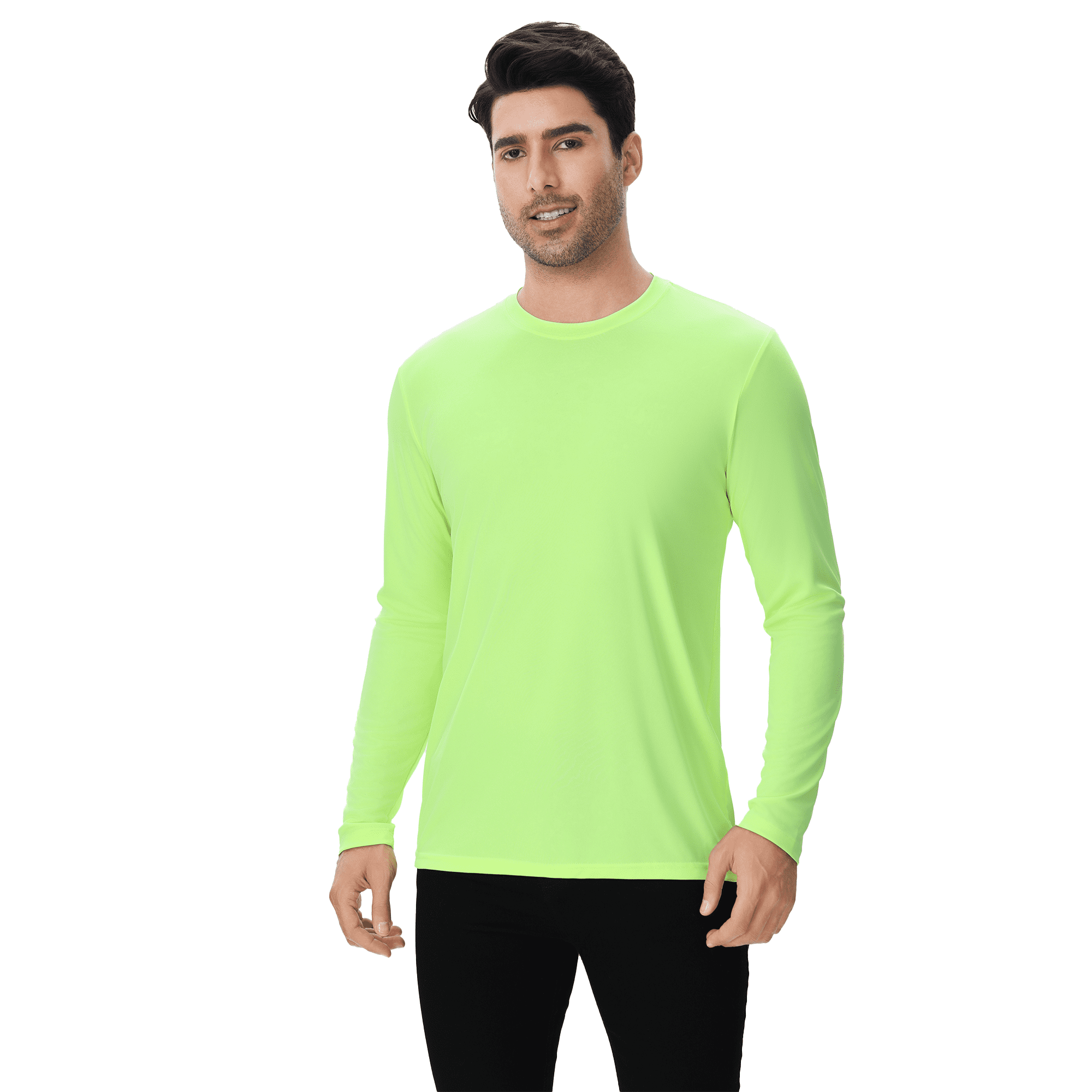 Men's Dry Fit Poly Long Sleeve Shirt, 100 Polyester Crewneck