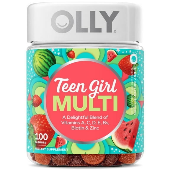 OLLY Teen Girl Multivitamin Gummy Supplement, Biotin, Zinc & Antioxidants, 100 Ct