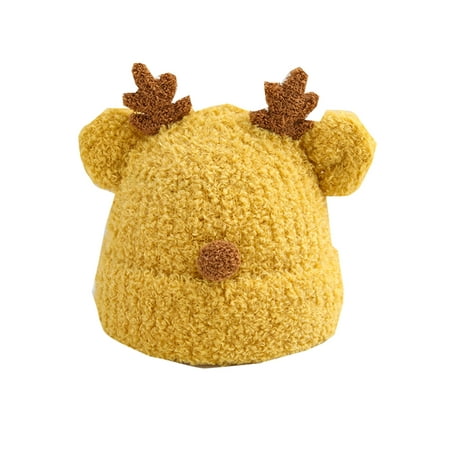

Girls Boys Hats Caps Toddler Babys Wool Hat Cute Deer Pullover Hat Thickened Baby Knit Winter Warm Visor Hat