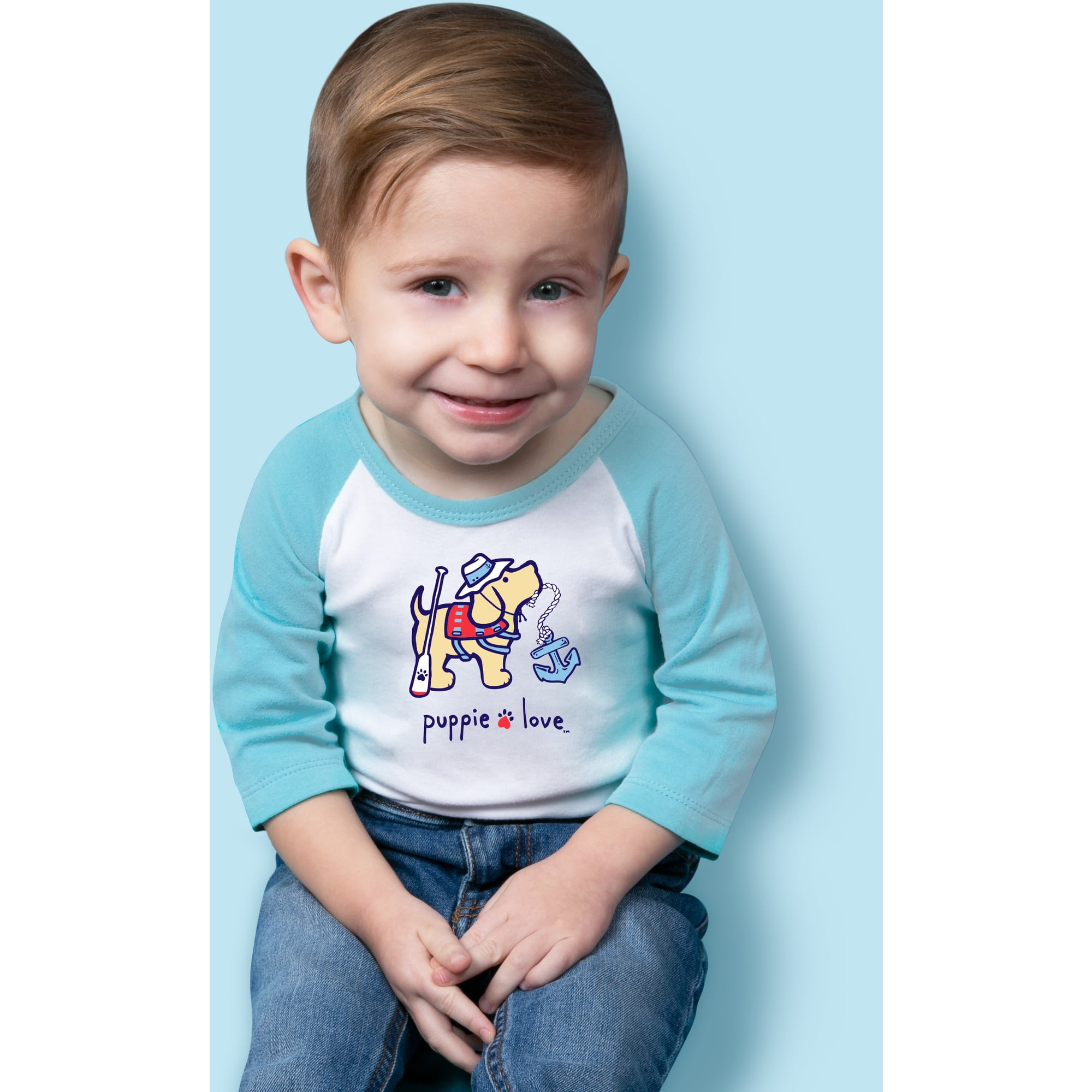 Lake - 12-24 Months 3/4 Length Blue Sleeve Onesie