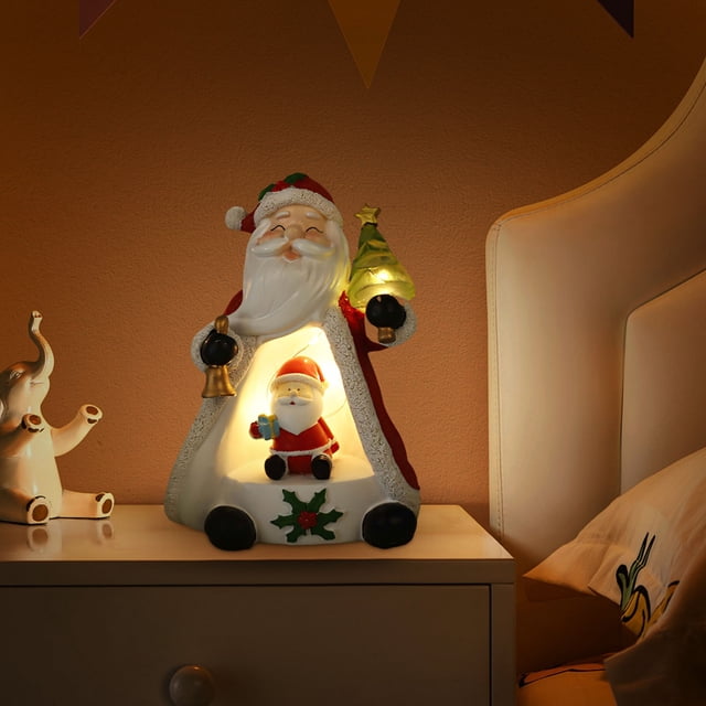 Xihbxyly Luz de Noche de Papá Noel, Luz Suave y Cálida, Decoración Navideña para Mesa, Ambiente Acogedor, Ambiente Festivo, Led Sin Batería, 3 Temas Adorables, Tamaño Pequeño para Escritorio.