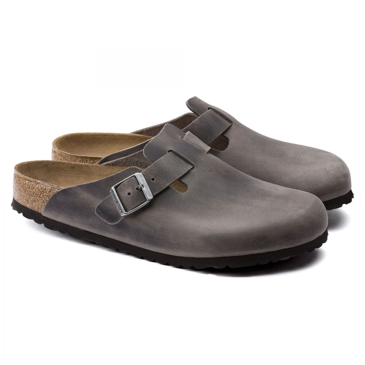 BIRKENSTOCK Unisex Boston Soft Footbed Iron Oiled Leather (Narrow width) - 1013256 Iron