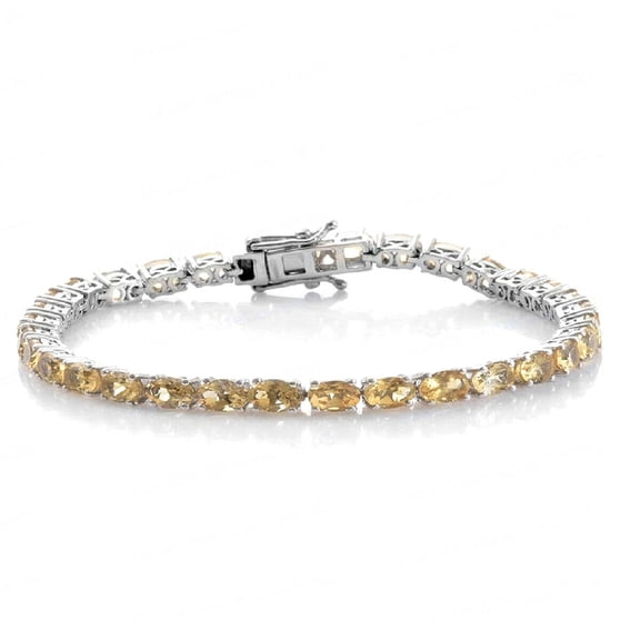 Oval Shape 5x3 mm Yellow Citrine Eternity Tennis Bracelet 7.5 Inch 925 Sterling Silver November Birthstone Month Gemstone Jewelry Women Gift For Her Wedding Anniversary Birthday Gift