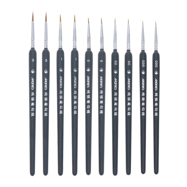 EeaseMX 1 juego de 10 pinceles con punta de pelo de lobo, pinceles profesionales para pintar detalles finos, pintar y dibujar.