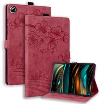 XYX Case for Samsung Galaxy Tab A9  11.0 Inch SM-X210 2023 Release, Cherry Blossom Cat PU Leather Folio Stand Magnetic Shockproof Protective Cover (Red)