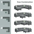 thumbnail image 6 of Harper & Bright Designs Modular Sectional Sofa with Ottoman Couch L Shape Corner Sofa Sets 7 Seats Fabric Couch for Living Room, Grey, 112 * 87 inch, 6 of 18