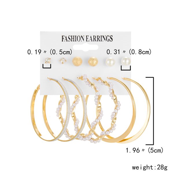 6 pares de pendientes de gota de mariposa de corazón, pendientes de Piercing de círculo grande, joyería para mujer, aro de perla de imitación, hebilla de oreja bonita Dengxun unisex