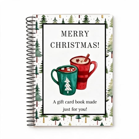 Christmas Gift Card Book - 5 x7 Merry Christmas Gift Card Book with Stickers Protective PVC Cover and 20 Double Sided Sticky Dots 12 Different Cover Design Options C