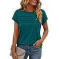 thumbnail image 2 of Womens Summer Tops Short Sleeve Crew Neck Shirts Short Sleeve Casual Tshirt #03Dark Green XL, 2 of 5