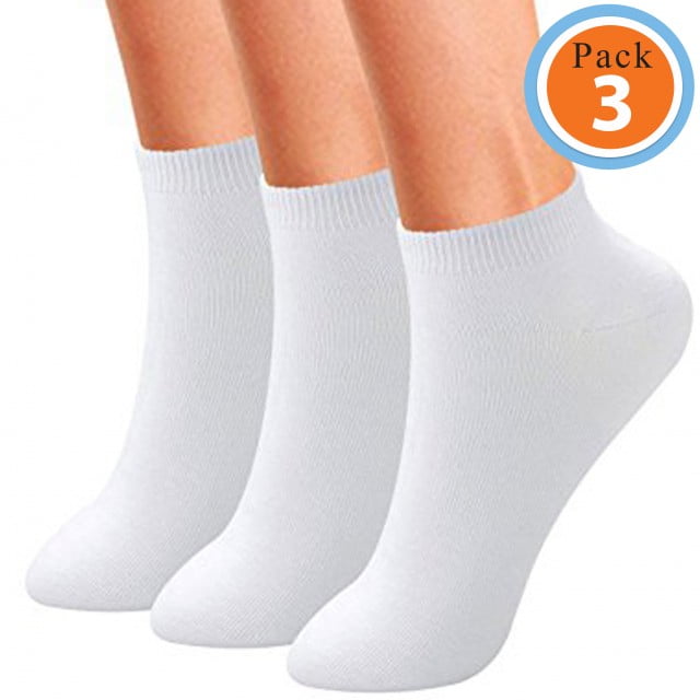 Women’s Cotton Ankle Athletic Socks 3 Pack Black Sports Socks