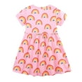 thumbnail image 6 of HUITKMM Girls Dresses Toddler Girls' Rainbow Cartoon Print Dress Summer Short Sleeve A Line Dress for Kids, 6 of 8