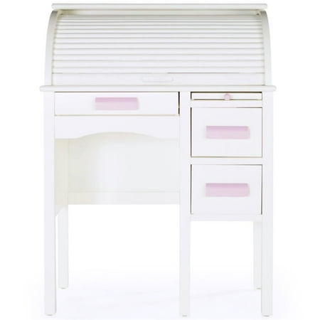Guidecraft Jr Roll Top Kids Wood Desk And Chair Set In White