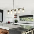 thumbnail image 5 of 37" Brushed Nickel 5-Light Chandelier - Contemporary Kitchen Island Pendant Light with Clear Glass Shades for Dining Room, Farmhouse, or Modern Decor (No Bulbs), 5 of 10