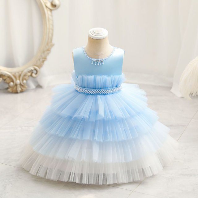 Vestido de princesa para niña pequeña, vestido de bautismo para niña, fiesta de cumpleaños de primer año, vestido de boda de Navidad, ropa de bebé, vestido de tutú 3-4Y (etiqueta 100) Gao Jinjia LED