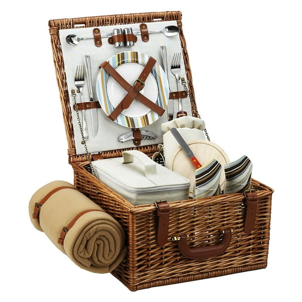 Picnic at Ascot Cheshire Wicker Picnic Basket for 2 Santa Cruz