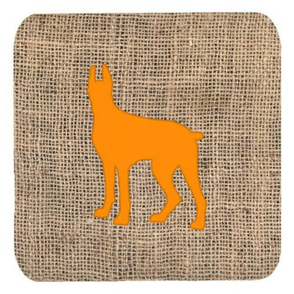 Great Dane Burlap And Orange Foam Coasters - Set 4, 3.5 x 3.5 In.