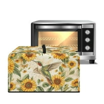 TSOVTHRID Hummingbird Sunflower Letter Print Microwave Oven Dust Cover with Handle Microwave Oven Grill Cover Protector Universal Reusable Decor Accessories for Kitchen, 20.9"W x 15.7"D x 12.4"H, L