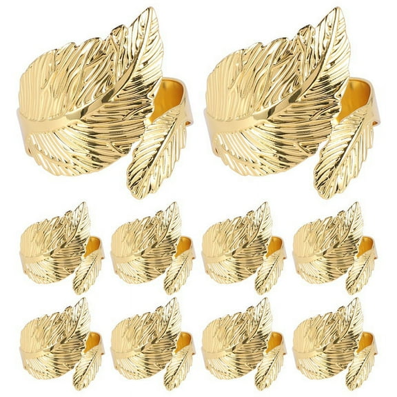 Leaf Shape Napkin Rings Of 10 Set Gold Napkin Rings for Table Setting Anniversary, Birthday, Of Table Setting