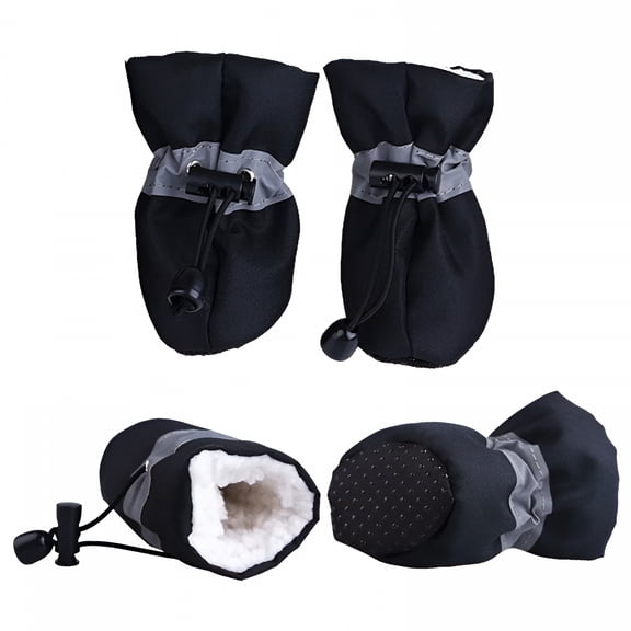 TELOLY 4Pcs Waterproof Winter Pet Dog Shoes Anti-Slip Rain Snow Boots Footwear Thick Warm for Small Cats Dogs Puppy Dog Socks Booties Black Xxl