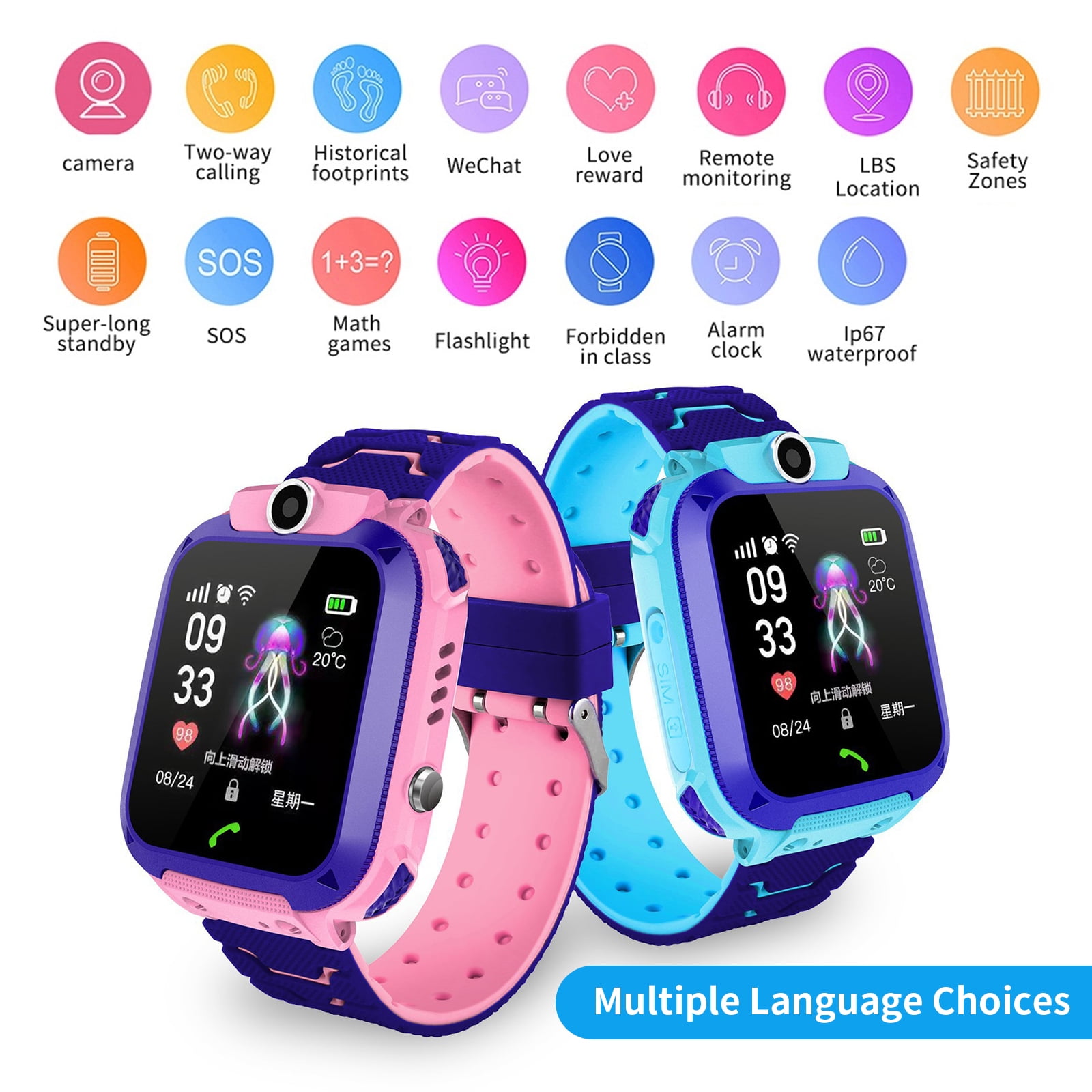 Smartwatch with GPS Tracker Texting and Calling,Smart Watch for Kids,with Two-Way Call SOS Anti-Lost Games Camera, Child Cellphone Watch School Class Gifts,4-12 Years Girls Boys Gifts
