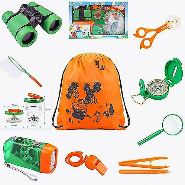 LUFEIS Kit De Explorador Para Niños – 7 Piezas Con Prismáticos 5x30, Brújula, Lupa, Pinzas Y Mochila – Juguete Educativo Al Aire Libre Para Niñas Y Niños De 4 A 8 Años