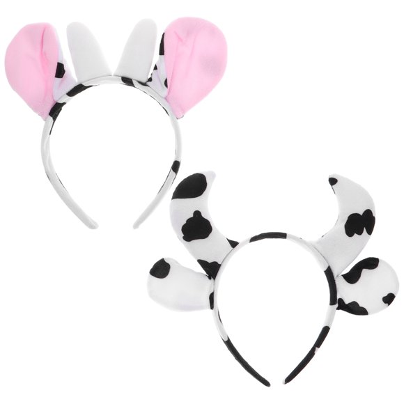 2 diademas con orejas de vaca para mujer, diseño de animales de dibujos animados, ideal para disfraz de Halloween, fiestas y disfraces