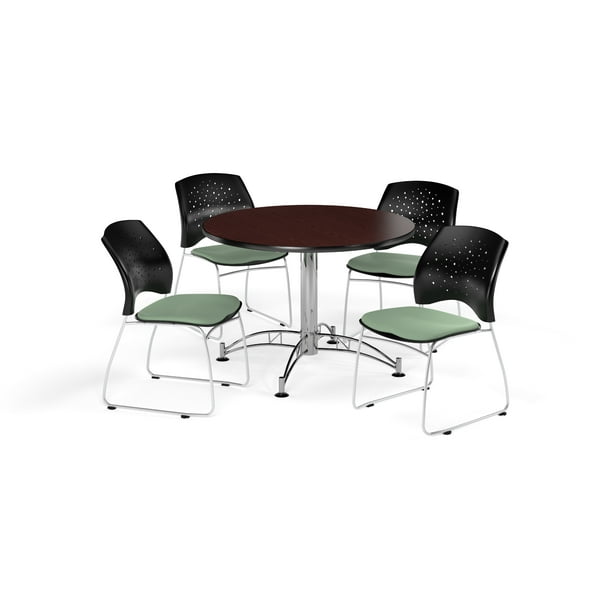Ofm Multi Use Break Room Package 42 Round Table With Stars Stack Chairs Mahogany Finish Chrome Plated Steel Base And Sage Green Seats Pkg Brk 168 Com Ofm Multi Use Break Room Package 42, How Many Does A 42 Inch Round Table Seat