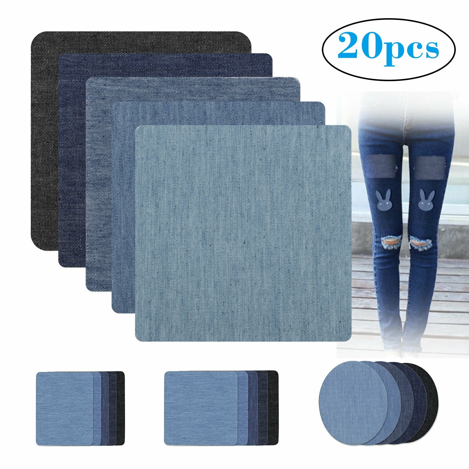 EEEKit Iron On Denim Patches for Clothing Jeans, Denim Patches Assorted