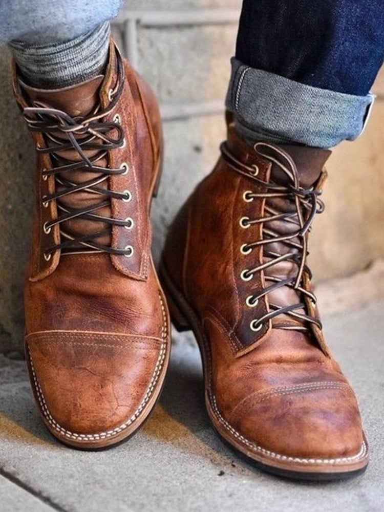 mens vintage leather lace up boots