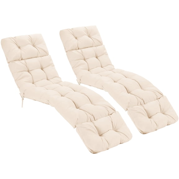 LINJH 2PCS 73" Padded Recliner Cushion Lounge Chaise Cushion Indoor Outdoor Beige