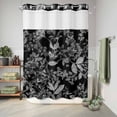 thumbnail image 6 of No Hook Shower Curtain, Black and White Floral Shower Curtains for Bathroom with See Through Top Window, Modern Oil Painting Abstract Art Waterproof & Washable Bath Curtain 60"x72", 6 of 9