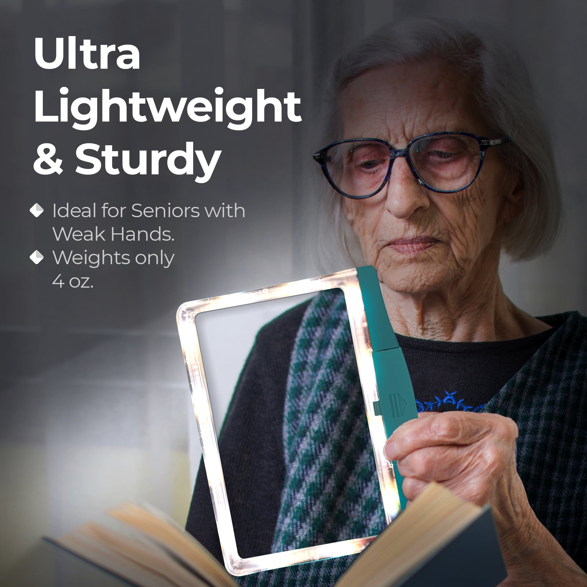 MAGNIPROS Patented 5X Large Ultra-Bright LED Page Magnifier with Anti-Glare Lens & 3 Dimmable Color Light Modes – Ideal for Reading Fine Print, Books, Newspapers