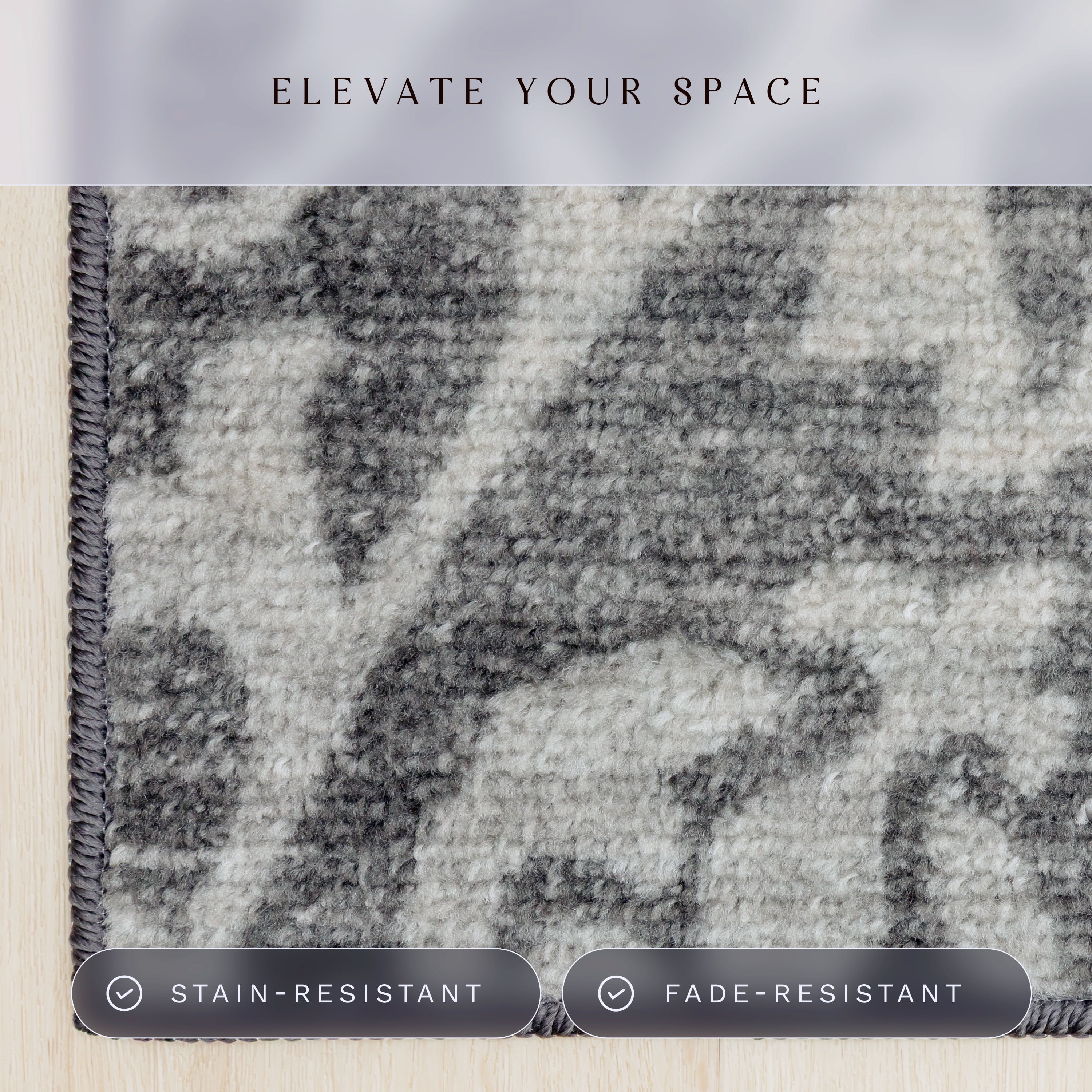 Maples Rugs Exeter Modern Floral Grey Washable Hallway Runner Rug, 2' x 6'