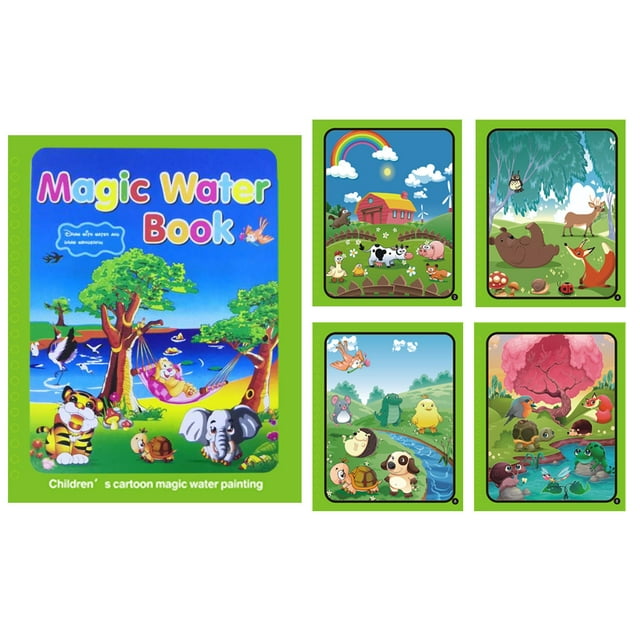 Magic Water Drawing Book Reusable Doodle Board for Creative Play - Mess-Free Painting Activity with Refillable Water Pen, Educational Toy for Learning Colors And Animals