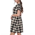 thumbnail image 2 of Fotbe Black Plaid Heart Pattern Dress Casual Womens Fashion Short Sleeve Maxi Dress T Shirt Dress Striped Long Color Block Maxi Dress, 2 of 6