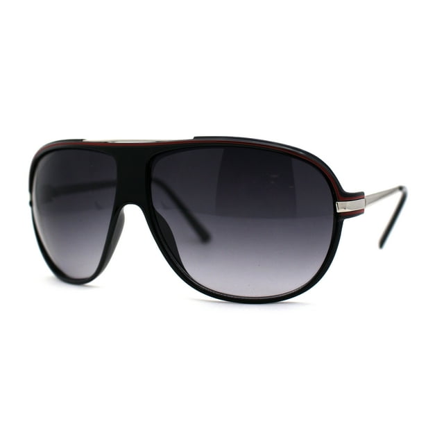 Lunettes de Soleil Rétro Oversize Sportives Classiques pour Hommes Mobster Noir Rouge Fumée