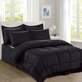 thumbnail image 1 of Mocassi Ensemble de Literie Confortable et Doux de 8 Pièces - Comprend Couette, Ensemble de Draps Intelligents, Jupe de Lit, Taies d'Oreiller et Impostes Assorties, Conception en Bambou, Très Grand / Californie, Ensemble de Couette Noir, 1 of 7