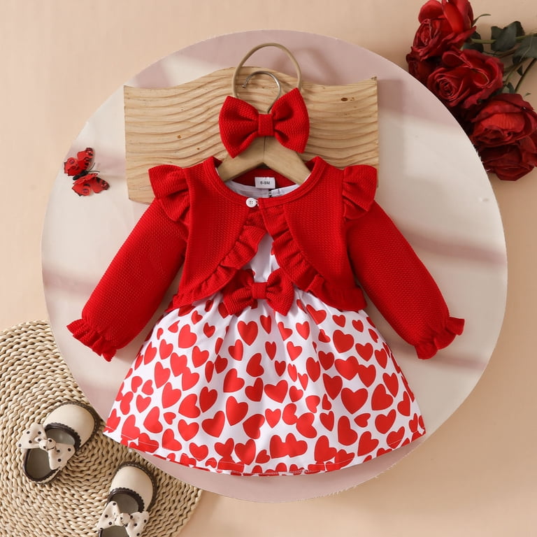 strapless open back dress Red Printed Dress with Bow | Harmony Hues main image 0