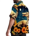 thumbnail image 3 of Crocodile Starry Sky Sunflower Men's Casual Short Sleeve Printed Button Down Spread Collar Tops Summer Beach Shirts Unisex, 3 of 6