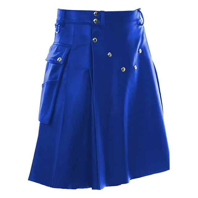 SHIXIAOO Fashionable Comfortable Versatile Scottish Festival Dress Men'S Color Leather Pleated Skirt
